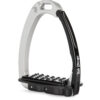 silver and black stirrup sloped with safety latch