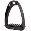sloped black stirrups to help keep your heels down with safety latch